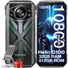 DOOGEE S cyber Pro Rugged Smartphone, 32(12+20) GB+512GB Helio G100, 10800mAh/33W 6,6 FHD+ 120Hz Smartphone, 50MP+32MP Telefono Indistruttibile, Android 14, IP68/IP69K/Dual SIM//NFC/OTG, Verde