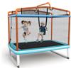 KOMFOTTEU Trampolino per Bambini 3-8 Anni, Tappeto Elastico Bambini 3 in 1 con Altalena Rimovibile e Barra Orizzontale, Saltarello da Esterno e Interno, Portato 110 kg, 190 x 124 x 172 cm (Arancione)