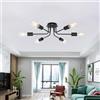 Mengjay lampadario a soffitto, lampadario moderno, base E27 industriale a sospensione per camera da letto soggiorno cucina cascina arte sala espositiva (Nero, 6xFlaming)