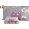 HomeLife Completo Lenzuola una Piazza e Mezza Cotone Made in Italy | Set lenzuola una piazza e mezza: lenzuolo Sopra, Lenzuolo Sotto Con Angoli, 1 Federa | Set Lenzuola 1 Piazza e Mezza Gatti, Arancio