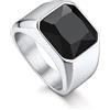 Bandmax Anello Uomo Donna in Acciaio Inossidabile, Anello Argento Uomo con Pietra Onice Nero, Anello Misura 14.5 Circonferenza 54.4mm, Confezione Regalo