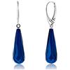 Amber by Mazukna - Orecchini in ambra, a goccia, 45 x 10 mm, con gemma leggera in argento 925, 0.34 inches, Argento sterling, Ambra blu