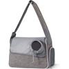 ALLSOPETS Borsa per Cani Piccola Taglia Trasportino Regolabile per Gatti con Fondo Rigido Supporti per Cani Trasportini per Animali Traspiranti con Tasche Multiple per Viaggi Campeggio Grigio