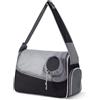 ALLSOPETS Borsa per Cani Piccola Taglia Trasportino Regolabile per Gatti con Fondo Rigido Supporti per Cani Trasportini per Animali Traspiranti con Tasche Multiple per Viaggi Campeggio Nero