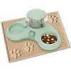 ALLSOPETS Ciotola per Gatti Doppio Ciotola Gatto con Distributore Automatico d'acqua 2 in 1 Inclinazione 8° Proteggere Gattino Rachide Cervicale Adatto per Gatti e Cani di Piccola Taglia Verde B
