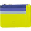 DUDU Bustina porta carte di credito in vera pelle colorata portafogli con zip Lime