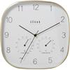 DRW Orologio da parete in alluminio con termometro e igometro con cornice dorata 28x4x28 cm