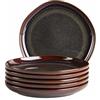 MÄSER Serie Cordelia, set di piatti da dessert per 6 persone in gres di alta qualità, servizio da tavola da 6 pezzi, stampi irregolari; gres porcellanato, tropicale