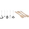 Alessi AJM19S5 L Set di Mestoli da Cucina di Design in Acciaio Inossidabile 18/10, 5 Pezzi & Ajm27Set Set Utensili Da Cucina Di Design In Legno, Composto Da 2 Cucchiai E 1 Paletta
