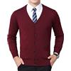 Btmpmcs Cardigan da uomo in misto lana con bottoni cardigan casual slim fit con scollo a V maglioni a maniche lunghe Maglieria Pullover con tasche, Rosso vinaccia, XL