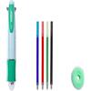 MROOFUL Penne cancellabili 4 in 1, penna a sfera multicolore, a scatto, 0,5 mm, inchiostro multicolore, per ufficio, scuola, studenti, bambini, regalo (verde macaron)