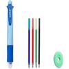 MROOFUL Penna a sfera cancellabile 4 in 1, multicolore, penna a sfera retrattile, 0,5 mm, inchiostro multicolore, per ufficio, scuola, studenti, bambini, regalo (blu macaron)