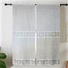 Generico Coppia Tendine Finestra Con Pizzo Ricamato Fiore Tenda Cucina Moderna Lino-Poliestere Shabby Chic Tinta Unita 60x240cm 2 Unità Bianco