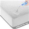 LitaLente Coprimaterasso impermeabile 200 x 210 cm - Molton Lenzuolo elasticizzato - Antibatterico - Rotondo Elastico - Bianco - Materasso impermeabile Protezione Incontinenza Coprimaterasso - 200 x 210 cm