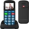 USHINING Telefono Cellulare per Anziani, Facile da Usare con Tasti Grandi, Volume Alto, Funzione SOS, Doppio SIM, Base di Ricarica, Chiamata Rapida, Torcia, Sveglia, 800mAh Batteria, Blu