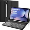 JADEMALL Custodia con Tastiera per Samsung Tab S10 Plus/S10+/S9 FE Plus 12.4, Italiano QWERTY Tastiera Retroilluminata Bluetooth Magnetica Staccabile per Tablet Samsung S9+/S10 Plus 12.4, Nero