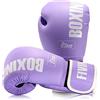 KUANG QUAN FIVING Guantoni da Boxe Stile Pro per Donna Pelle PU Allenamento Muay Thai Sparring Arti Marziali Guanti da Sacco da Boxe Allenamento per Donne (Nuovo Viola, 12oz)