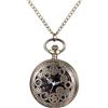 Lancardo Orologio da tasca da uomo, orologio da tasca vintage, Steampunk Gears serie scheletro quadrante in numeri romani, cassa in acciaio inossidabile per uomo e donna, Hollow - Bronzo
