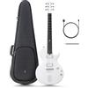 enya Chitarra Elettrica Enya Nova-Go Sonic - Chitarra Elettrica Bianca Intelligente in Fibra di Carbonio con Altoparlante Wireless da 10 W, Preimpostazioni Integrate, Cavo di Ricarica
