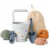 coolable Set di 6 Giocattoli da Spiaggia in Silicone per Bambini - Secchiello Pieghevole, Paletta, 4 Formine e Borsa a Rete - Creature Marine
