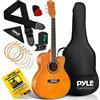 Pyle Kit per Principianti Chitarra Acustica 6 Corde, Pacchetto con Corpo a Spalla Mancante per Esercitazione, Studenti, Bambini, Adulti, Destra, Arancione