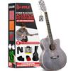 Pyle Kit Chitarra Acustica, Strumento a Corde in Acciaio di Dimensioni 3/4 Junior per Bambini Principianti, Adulti, 91 cm Grigio Opaco