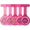 SibyTech Orologio da medico in silicone di alta qualità, con clip da taschino, fosforescente, progettato per il controllo delle infezioni, ideale per infermieri, medici, paramedici, Pink Rose Red