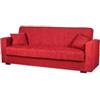 BellaHome Divano letto nora 3 posti in tessuto rosso, 212x80x87 cm