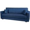 BellaHome Divano letto nora 3 posti in tessuto blu, 212x80x87 cm