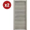 2 porte battenti da interno reversibili in rovere grigio, 70x200 cm