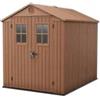 Keter Casetta da giardino keter darwin 6x8 in evotech+ colore marrone con porta battente doppia 190x244x221 cm