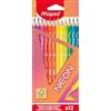 Maped Matite colorate NEON - Confezione da 12 matite colorate effetto neon, colori vivaci e vivaci