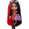 Barbie Barbie - Bambola Barbie Extra Fucsia Afro, con panda, dai capelli castani con ciocche rosa, felpa con cappuccio con stampa e gonna a quadri, Giocattolo per Bambini 3+ Anni, HKP93