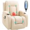 HOMCOM Poltrona Relax Riscaldante e Massaggiante, Poltrona Reclinabile in Finta Pelle con 8 Punti Massaggio e Telecomando, 85x94x104cm, Crema
