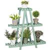 Outsunny Portapiante a 3 Livelli in Legno di Abete per Interni ed Esterni, 76x26x76 cm, Verde Chiaro|Aosom