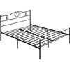 HOMCOM Struttura Letto Matrimoniale in Acciaio 160x200cm con Doghe Integrate, Testiera e Pediera, Spazio Inferiore per Contenitori, Nero|Aosom