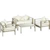 Outsunny Set giardino 4 pezzi con Divanetto 2 Poltrone e Tavolino con Cuscini Sfoderabili Oro|Aosom
