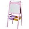 HOMCOM 3 In 1 Cavalletto da Disegno per bambini 3+, rotolo di carta 2 scatole lavagna bainca nera, MDF, rosa|Aosom
