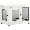 PawHut Casetta per Cani Taglia Grande con 2 Porte Bloccabili e Cuscino Lavabile, 94x60x71.5 cm, Bianco