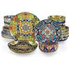 vancasso Servizio di Piatti Colorati Boho, Set 24 Pezzi in Ceramica per 6 Persone, Include 6 Piatti Piani, 6 Piatti da Dessert, 6 Ciotole per Pasta e 6 Ciotole per Cereali, Lavabili in Lavastoviglie