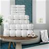 FAIRWAYUK Set da 8 asciugamani per bagno, set regalo ultra morbido di alta qualità, assorbente dell'acqua, 100% cotone egiziano, 4 x viso, 2 x 2 x asciugamani da bagno, bianco