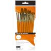 Daler Rowney Daler-Rowney Simply Pennelli per Acrilici, Capelli sintetici Taklon dorati, manico corto, assortimento di 10 pennelli