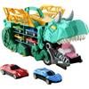 Generico Camion Dinosauro Mangia Macchinine Giocattolo, Trasportatore Dinosauro Chomp Bisarca Dinosauro Mangia Macchinina Gioco, Camion Giocattolo Portatile con 2 Macchinine da Corsa