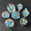 Elifel Liquid Core DND - Set di 7 dadi in resina sintetica con bordi affilati per dungeon e dragon, RPG D20 D12 D10 D8 D6 D4, dadi Koi Pesce Oceano Tematico D&D