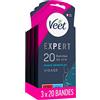 Veet Expert - Set di 60 strisce di cera fredda, per viso, pelli sensibili