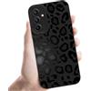Phoona Cover per Samsung Galaxy S23 S22 Ultra S20 FE S21 A13 A14 A34 A53 A50 A22 A12, Nero Silicone Custodia Aesthetic Leopardata Motivo Disegno Protezione Fotocamera Antiurto Case per Ragazze-03