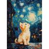 ZGDYi 5D Diamond Painting Kit Completo Notte Stellata Gatto,Pittura con Diamanti per Bambini e Adulti,Kit Artigianale con Diamanti 5D, Decorazione Casa Animali,Punto Croce Bambini Diamond Painting(30x40cm)