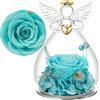 Yamonic Regalo Festa della Mamma, Rosa Stabilizzata Vera Regalo Donna,Rosa Eterna in Angel Cupola Regali Mamma,Figurine di Angeli Regali Nonna Donna Compleanno Angelo Custode Festa della Mamma