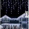 CORST LED Tenda Luminosa 3M Luci cascata Strisce LED di Luce Stringa Catene Luminos di luci a batteria per porta, patio, St patricks day, giardino, feste(Bianco)