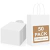 Gucass 50 Pezzi Piccolo Sacchetti Carta con Manici, Bianca Borse Carta Kraft Sacchetti da Regalo, 15x8x21cm, Shopper in Kraft Carta Borsa Regalo, per Feste Compleanno Natale Matrimoni Shopping
